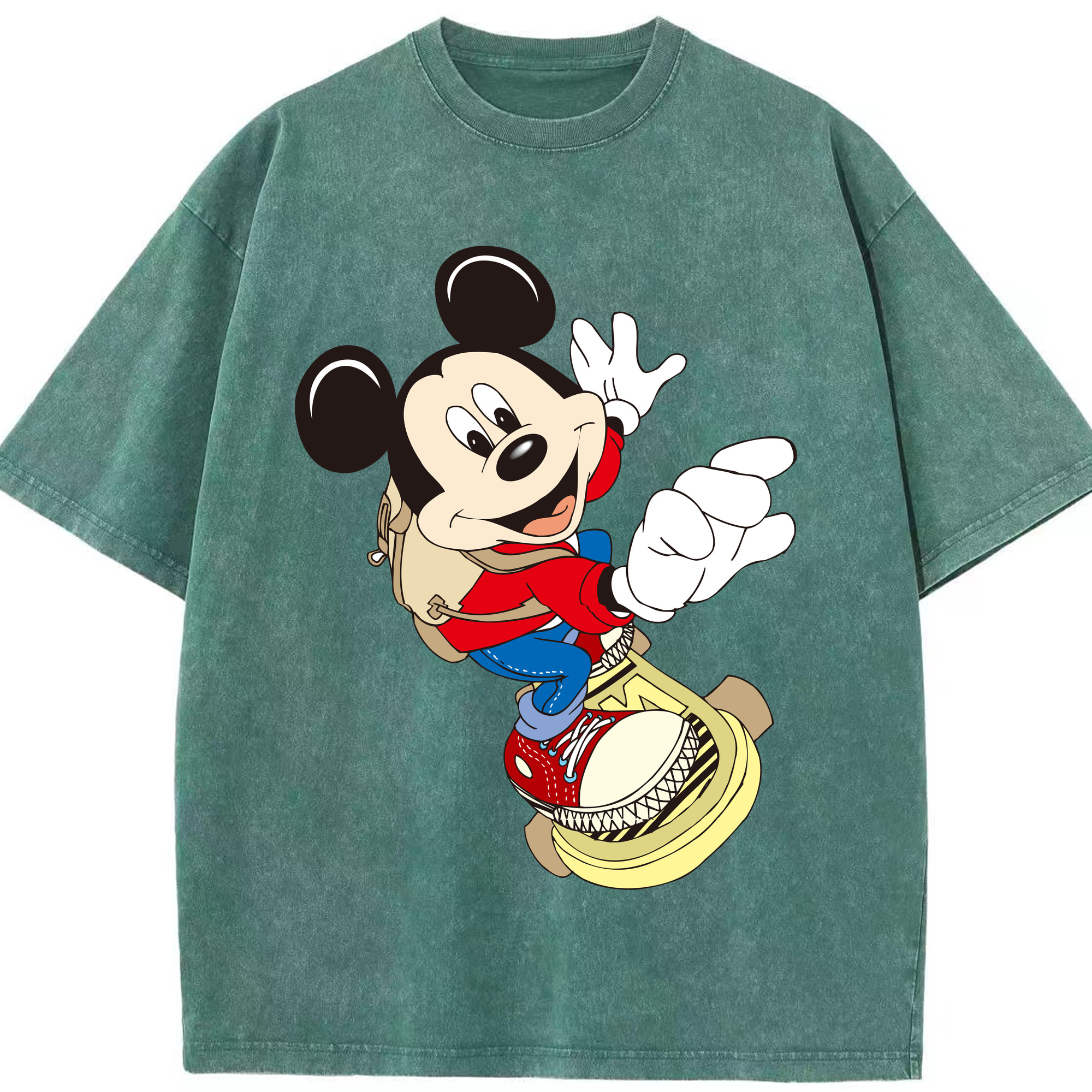 （画像用） ミッキーマウス Mickey Mouse 綿100% ヴィンテージ風 半袖Tシャツ（フロントプリント）